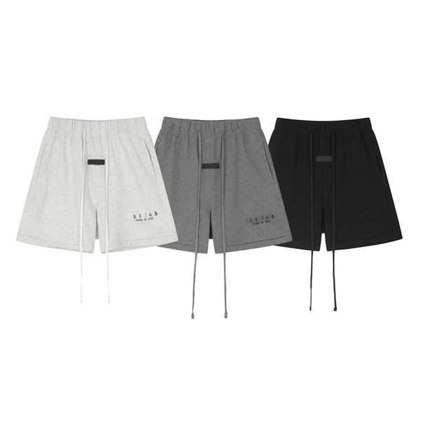 

high street shorts men's casual sports pant loose oversize style drawstring short pants trend designer ess essentail shortss-xl, White;black