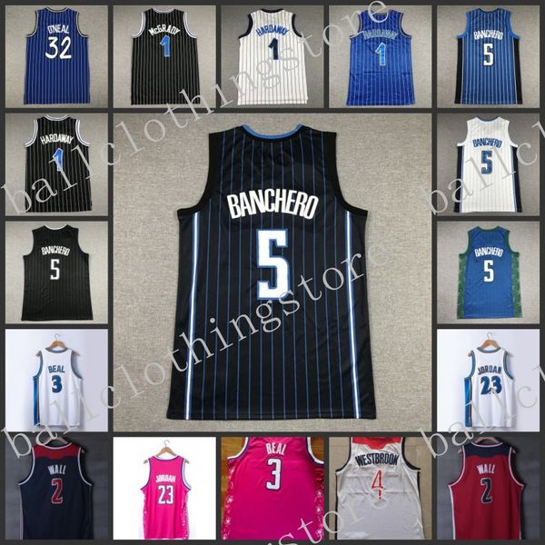 

basketball mens jersey hardaway 3 beal mcgrady 2 wall o'neal 6 porzingis 5 banchero westbrook men jerseys s-2xl, Black;red