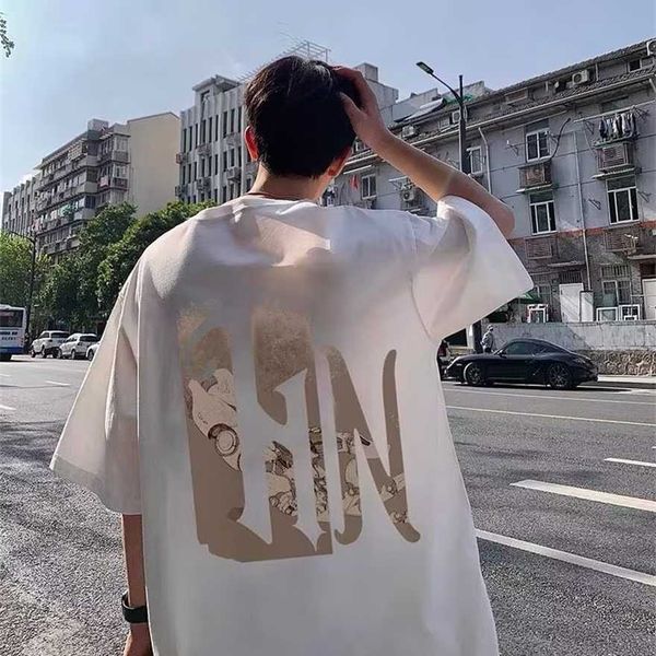 

34% off cotton street short sleeve t-shirt men's loose couple summer american ins fashion, White;black