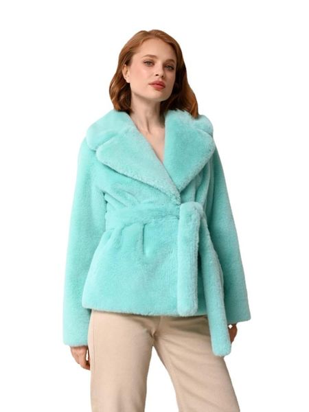 

fur ee1472 length 70cm blazer eco fur coats womens leopard artifical rabbit fur short jackets woman faux fur winter fluffy jackets, Black