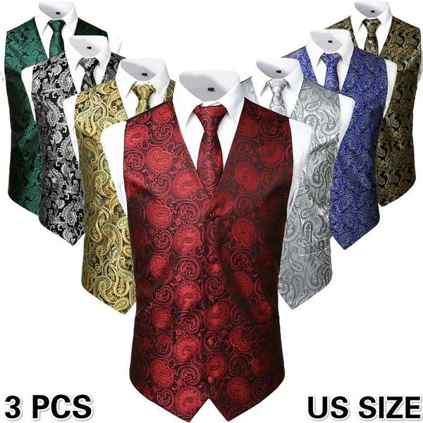 

blazers 3pc sets/mens suit vest+tie+pocket square/fashion jacquard paisley tuxedo vest waistcoat men/wedding vest/prom vest/party vest, White;black