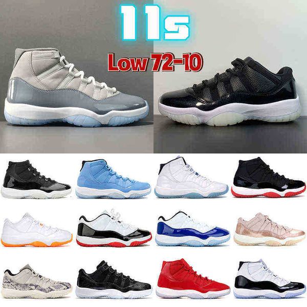 

72-10 cool grey 11 11s mens basketball shoes 25th anniversary low legend university blue white bred concord pantone cap and gown men