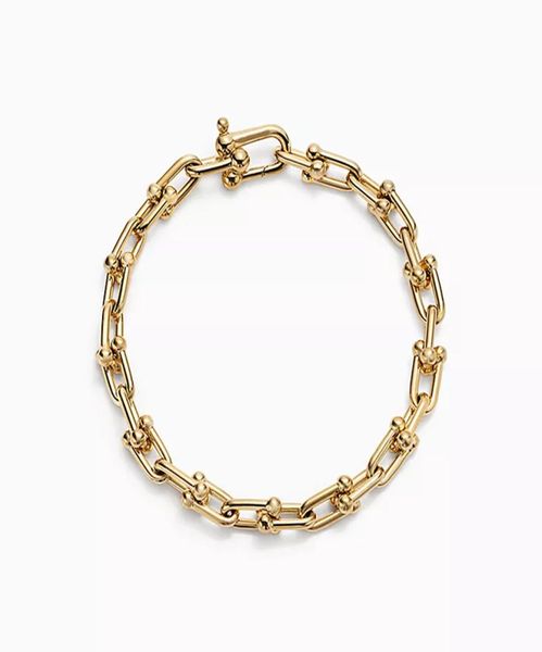 

high 925 silver jewelry men bracelets u shape chunky chain gold rose silver color charm bracelet for women punk link hip ho4701823, Golden;silver