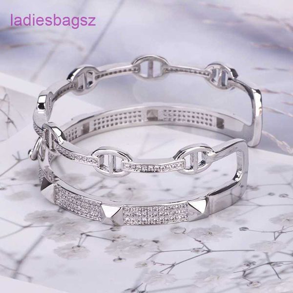 

original bangle hermss exquisite h rose gold diamond bracelet copper plated oval buckle belt 2-in-1 ring handpiece has br0a 2 with logo 103e, Black