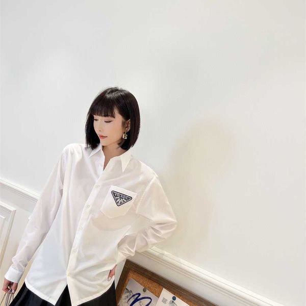 

36% off family early spring new fashion classic embroidery patch triangle label diamond four seasons simple versatile shirt, White