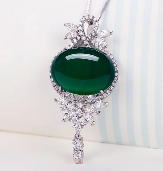 

luxury agate diamond pendant real 925 sterling silver promise wedding pendants necklace for women party choker jewelry7872598