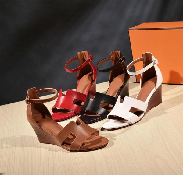 

designer santorini sandals calfskin leather high heel classic legend sandal luxury casual flat wedge heel shoes women slippers sum4368814, Black