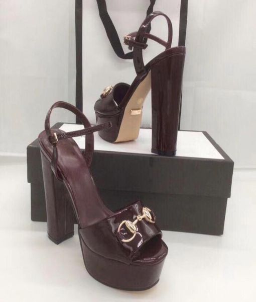 

2021 explosion sandals full cow skin lacquer fabric full package 8 color and high 13cm water table 4cm the most comfortablsize33302185, Black