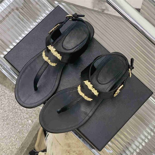 

summer popular 2023 women sandals channel luxury brand business dress wedding party leather high heels casual flat slippers 08-017, Black