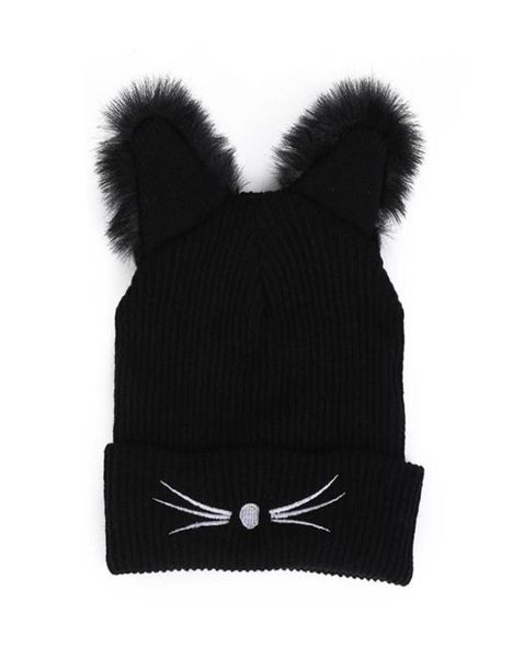 

warm winter hat fashion lovely cat ear hat for women ins harajuku knitted hats skullies female beanies bonnet faux mink5486402, Blue;gray