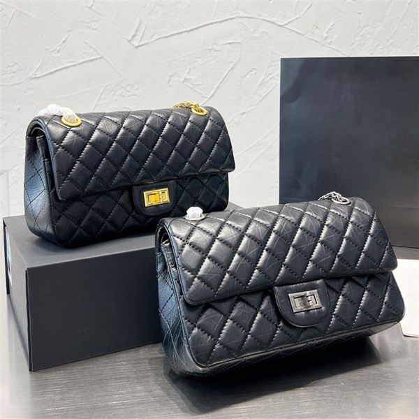 

9a quality channe cf 2 55 shoulder bag lambskin leather elephant texture women luxurys designers classic gold silver chain ladies 323q