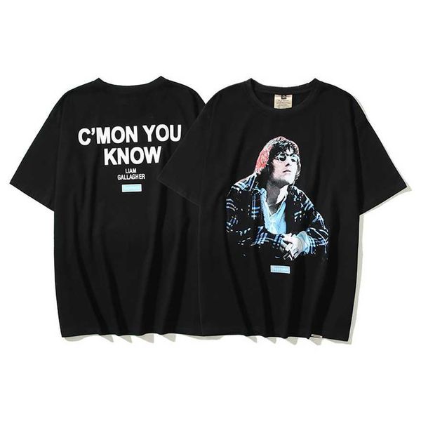 

34% off represent clo british singer poster print street small fashion loose casual short sleeve t-shirt, White;black