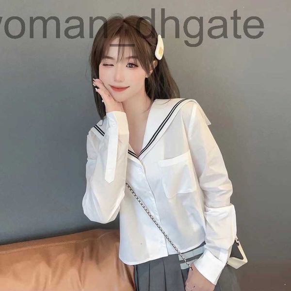 

women's blouses & shirts designer shirt women's 2023 spring/summer season miao letter printing pure cotton loose navy collar 62c1, White