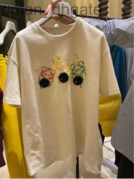 

women's t-shirt designer 22nd spring/summer new fashion brand embroidered small coal ball t-shirt nazha short sleeve round neck casual, White
