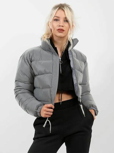 

leather fashion casual 2022 winter new women's padded clothes solid color slim fit zipper long sleeve bread clothes, Black