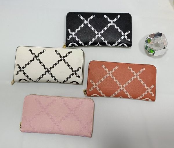 

wallets womans purses monograms empreinte broderies leather card package multicolor cash purse short cards holder designer clutch mens class, Red;black