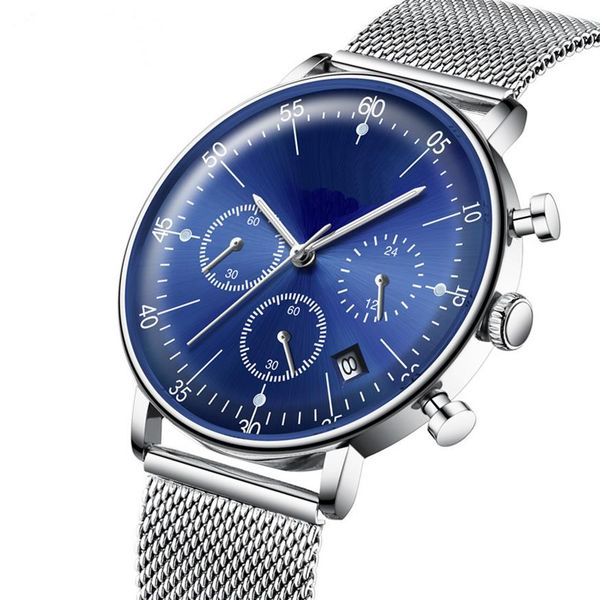 

2022 mens watches brand luxury quartz men casual slim mesh steel waterproof sport watch287g, Slivery;brown