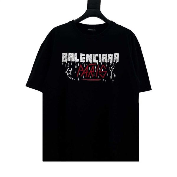 

t shirt high version b paris classic letter print loose short-sleeved t-shirt for men and women in summer, White;black