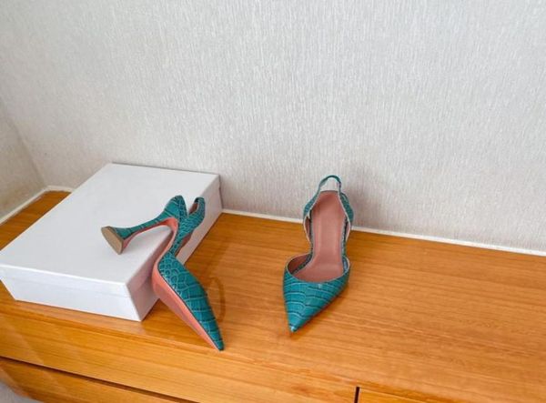

2021simple and versatile leather outsole wedding single shoe pointed crocodile decorative fine high heels 95cm size 35427815880, Black