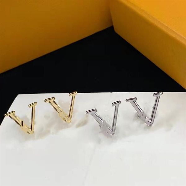 

luxury designer hoop brand gold and silver letter earrings womens party wedding couple gift jewelry 925 silver201h, Golden;silver