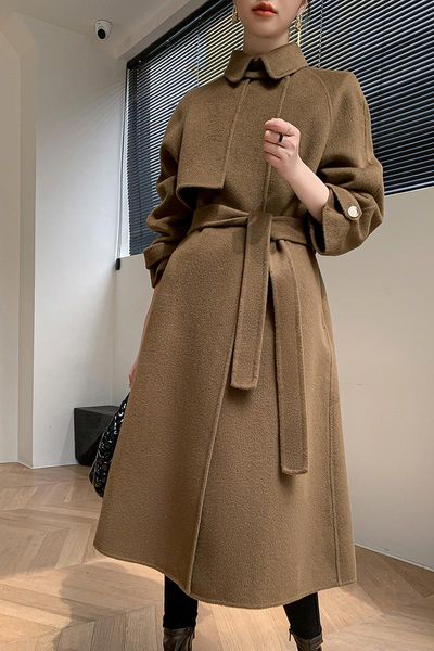 

fur autumn and winter new fashion wool coat fashion women's coat, Black