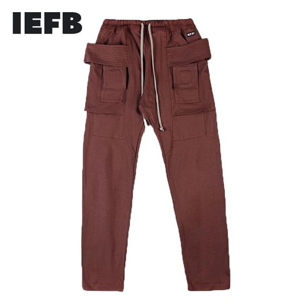 

pants ifeb 2022 autumn new men's microelasticity outdoor loose casual trousers gray medium waist pockets cotton trendy straight pants, Black