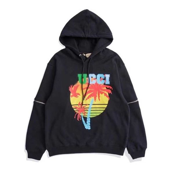 

30% off correct version of gujia autumn and winter new products removable sleeves sunset printed sweater home hoodie, Black