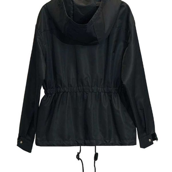 

26% off clothing designer quality family's three prevention for women's spring new drawstring hooded mid length waist lightweight, Black