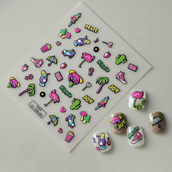 

stickers decals 5d nail stickers sliders for manicure polish nail art decoration j230420, Black