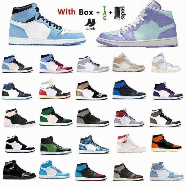 

baskets 1 1s mens basketball shoes sea university blue unc hyper royal pollen white oreo 4 4s sail lightning black cat fire red women