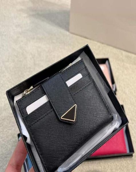 

2022 new fashion short wallet card holder purse woman mens wallets designer coin purses zipper pouch genuine cowhide leather mini 9366575, Red;black