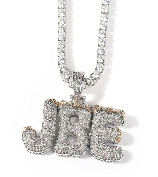 

pendant necklaces custom bubble letter chain iced out name pendent lab diamond cz initial sier gold personalized hip hop jewelry w9602105, Silver