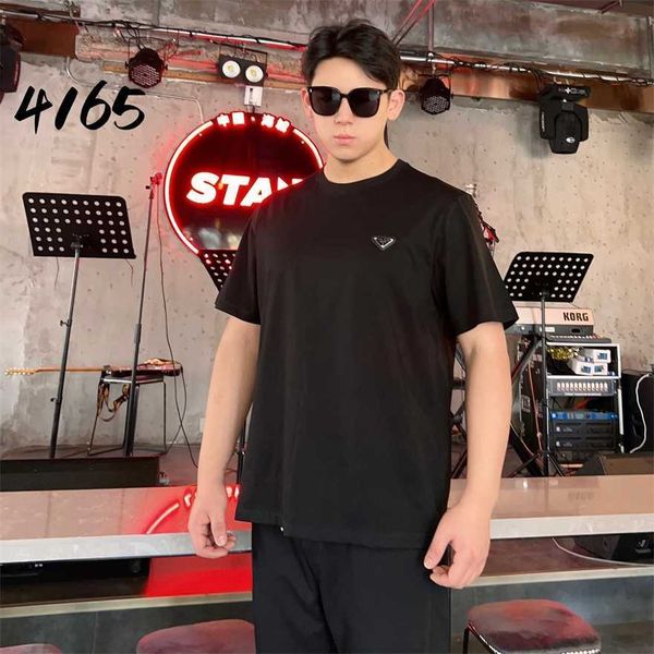 

34% off pangchao yige's spring/summer new product triangle label family's same fashion network red slim and simple large t-shirt f, White;black