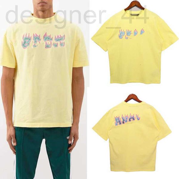 

men's casual shirts designer 23ss spring and summer new flame letter print short sleeve women's loose t-shirt 8cff, White;black