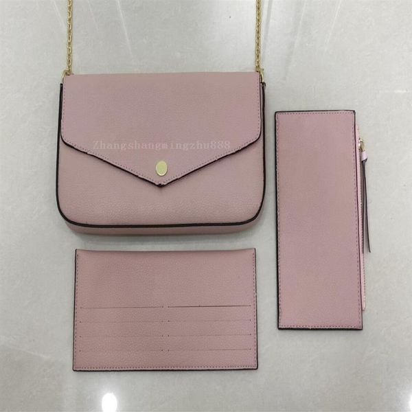 

women wallets shoulder bags luxury designers 3pcs set card holder wallet embossing clutch handbags multi pochette accessories purs257i, Red;black