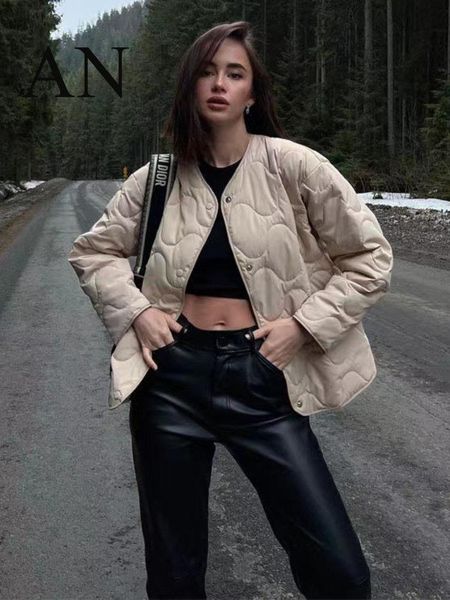 

leather autumn and winter 2022 new round neck cotton jacket loose casual thin cotton jacket women's down jacket winter coat women, Black