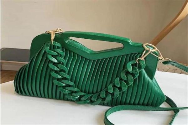 

green leather handbags for women inverted triangle bags handle hand pouch fashion crossbody bag female tote thick chain lady satch4535087