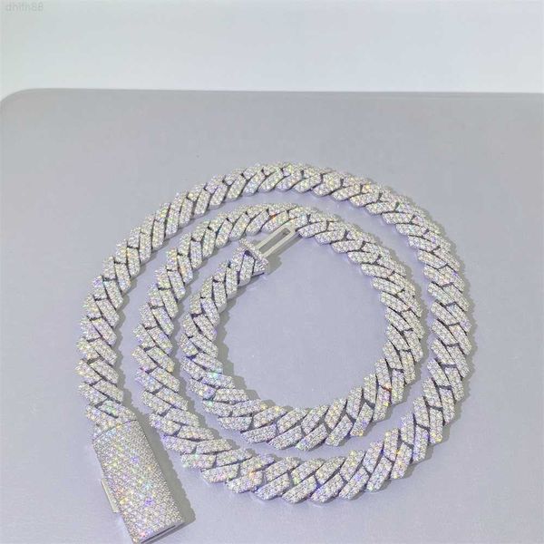 

factory price 925 sterling silver 10mm vvs moissanite diamond jewelry necklace women cuban link chain