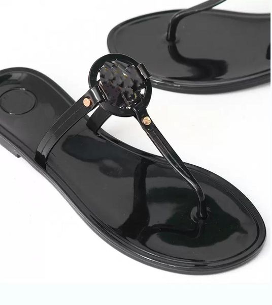 

fashion sandals designer summer beach jelly shoes woman home slippers colorful flip flops slides with box5503878, Black