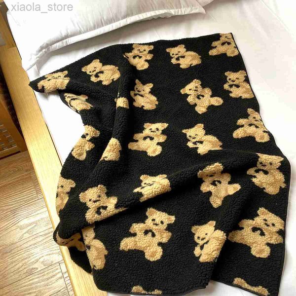

blankets swaddling ins cute bear double-sided berber fleece blanket baby children thickening blanket children leisure car siesta cartoon 70x