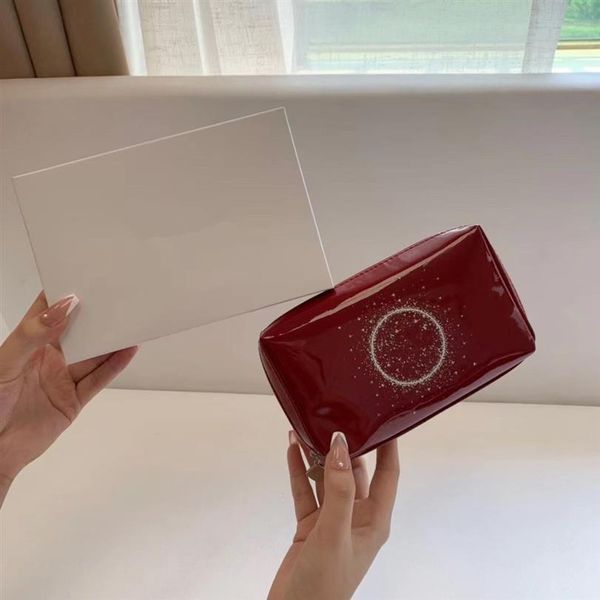 

new fashion christmas black red makeup bag classic 2 colors cosmetic case vintage party makeup organizer bag clutch bag with gift 275e