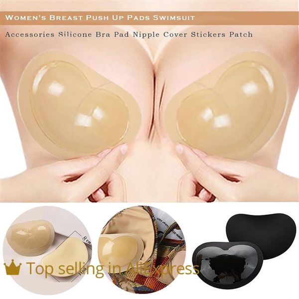 

bras 2021 women's breast push up pads swimsuit accessories silicone bra pad nipple cover stickers patch bralette258t, Red;black