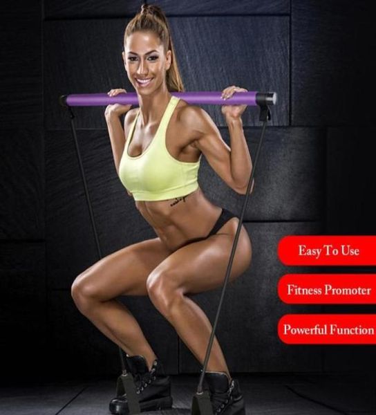 

pilates bar kit body abdominal resistance rope puller multi functional yoga rally rod pilates stick fitness bar body workout1358699