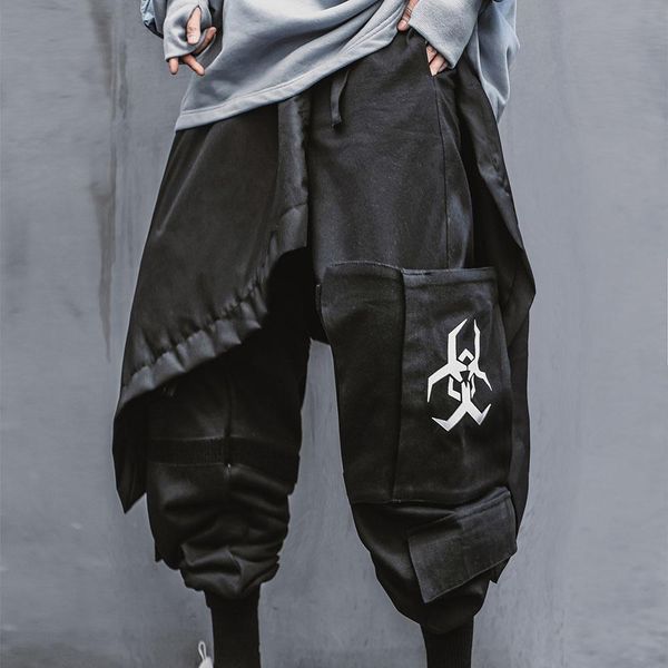 

pants streetwear fashion cargo pants for men rleaxed fit sweatpants, Black