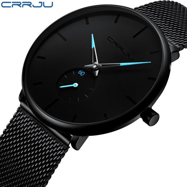 

crrju fashion mens watches brand luxury quartz watch men casual slim mesh steel waterproof sport watch relogio masculino stude214w, Slivery;brown