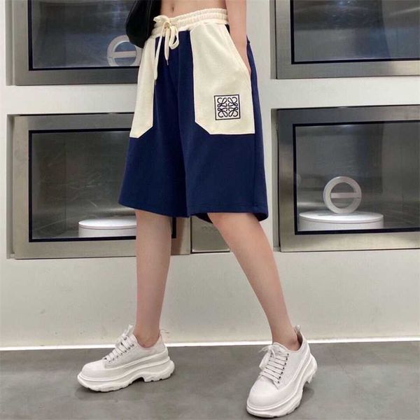 

32% off the correct version of fashionable contrast color square pocket shorts for couples street trend embroidered pattern casual, White;black