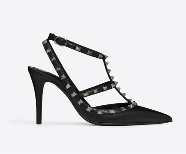 

original box brand women pumps wedding dress shoes woman slinbacks slingbacks nude fashion ankle straps rivets high heels bri3777333, Black