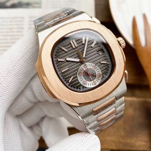 

men's nautilus stainless steel luxury decoration sunda champion watch automatic mechanical 41mm multifunctional automatic steel strap b, Slivery;golden