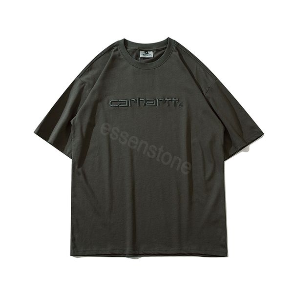 

23 women's and t shirt summer new carharrts t shirt embroidered three dimensional letter printing loose short sleeves suitable for both, White