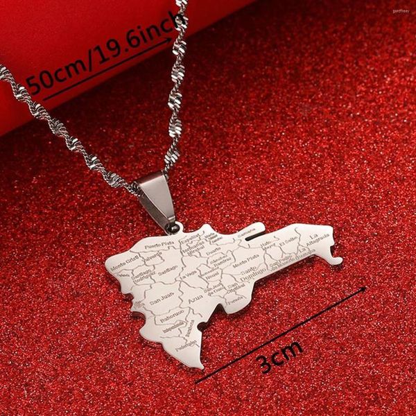 

pendant necklaces dominican map flag dominicans country jewelry283d, Silver